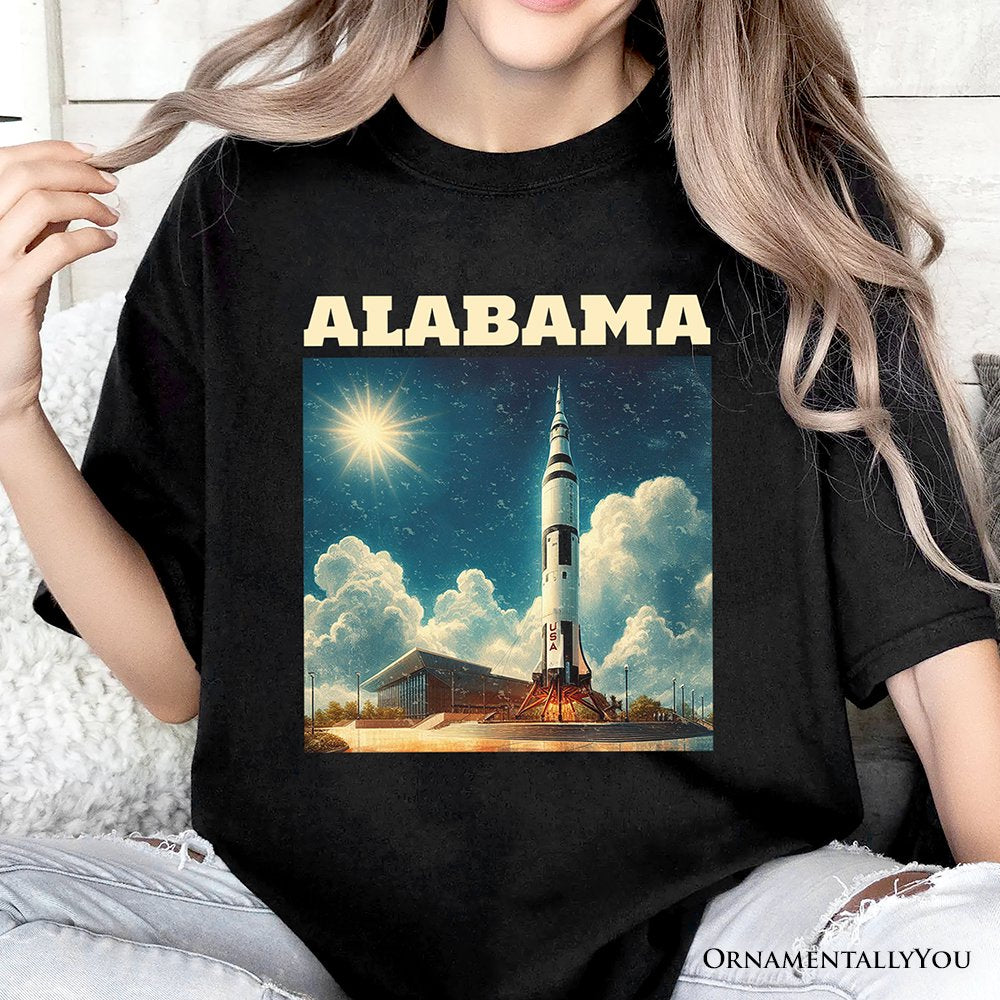 Retro Alabama State Rocket Launch T-Shirt, NASA Space Center Tee and Huntsville Souvenir T-Shirts OrnamentallyYou 