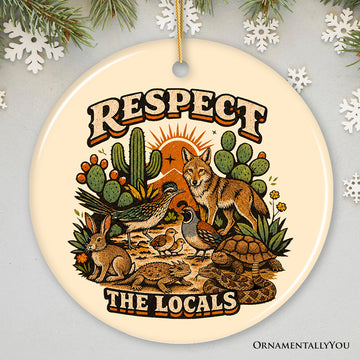 Retro Respect The Locals Desert Animals Ornament, Southwestern Nature Wildlife Christmas Keepsake