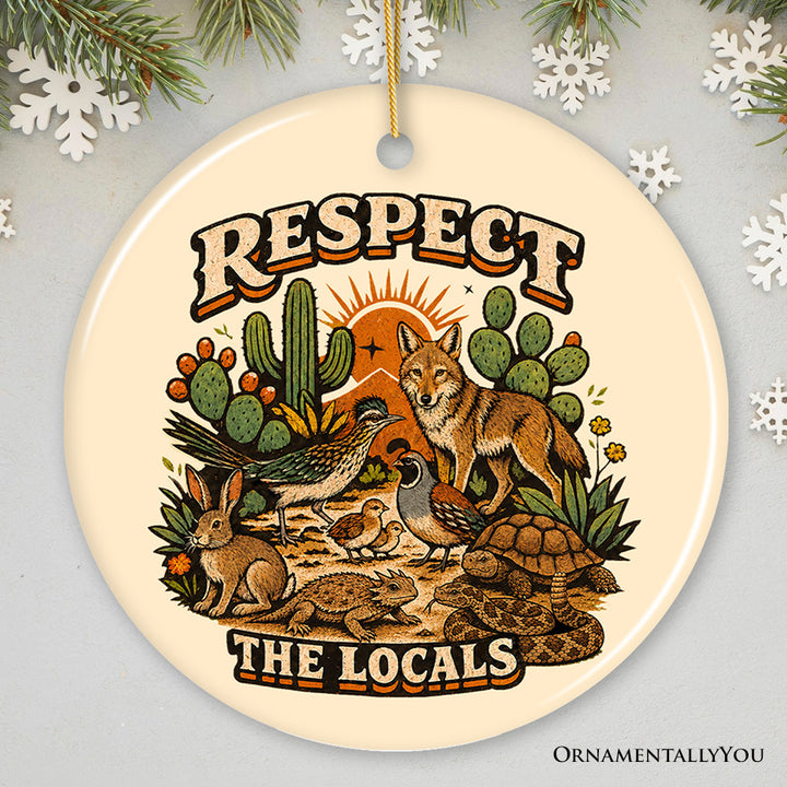 Retro Respect The Locals Desert Animals Ornament, Southwestern Nature Wildlife Christmas Keepsake