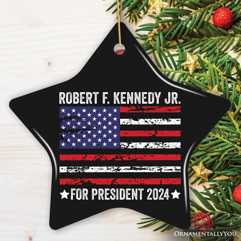 Robert F Kennedy Jr for President 2024 with USA Flag in Black Ornament OrnamentallyYou Star 