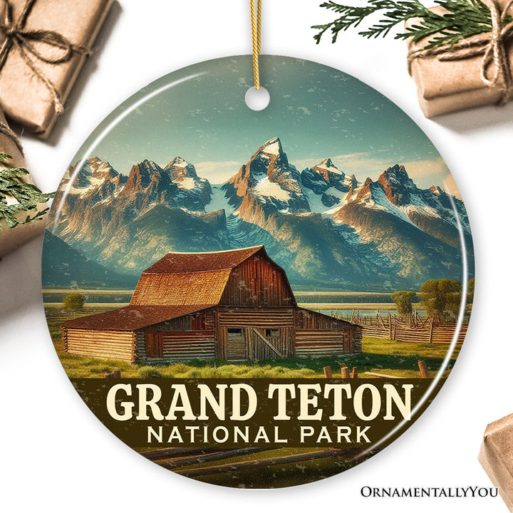 Rustic Grand Teton National Park Ornament, Wyoming Landscape Christmas Decor and Travel Keepsake