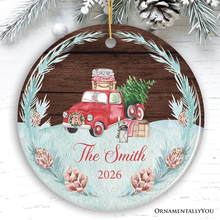 Rustic Vintage Personalized Family Ornament Ceramic Ornament OrnamentallyYou Circle 