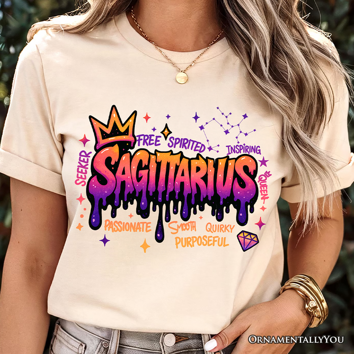 Sagittarius Graffiti Zodiac T-Shirt, Street Style Astrology Horoscope Tee
