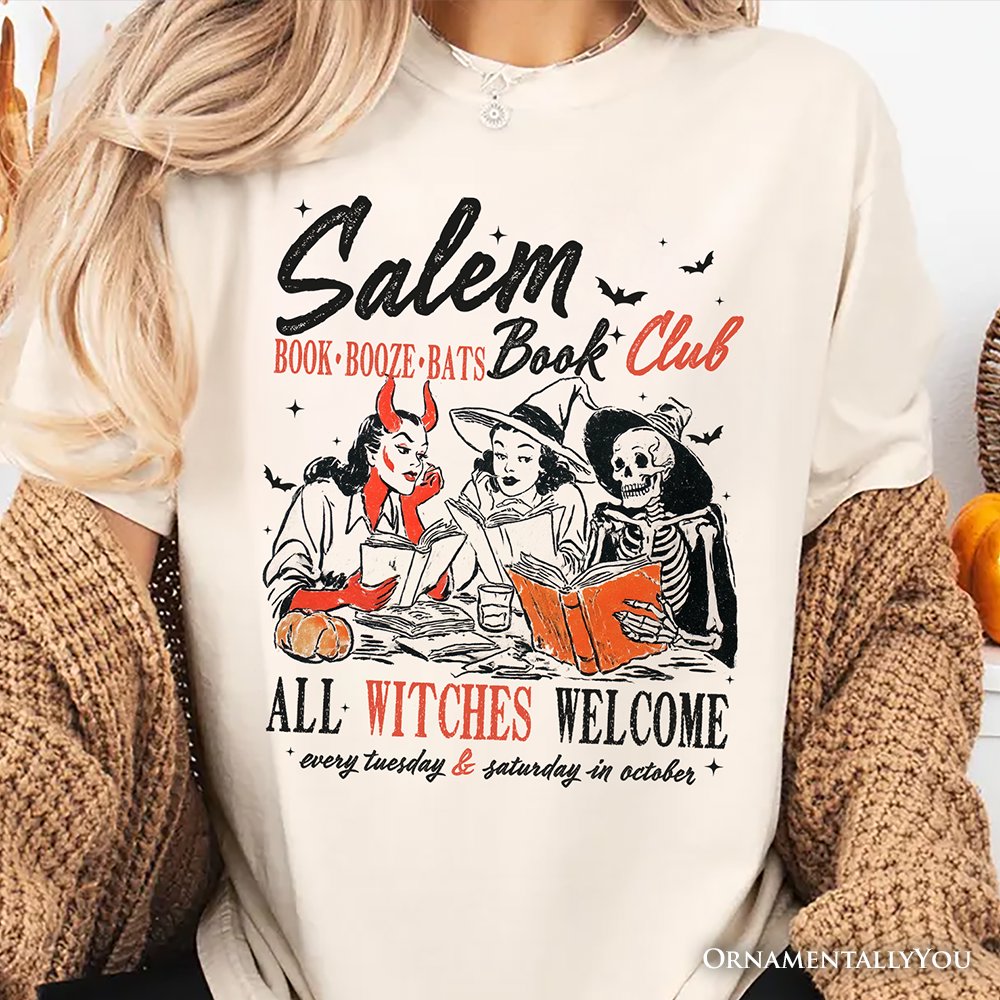 Salem Book Club Witches T-Shirt, Spooky Halloween Reading Girl Tee T-Shirts OrnamentallyYou 