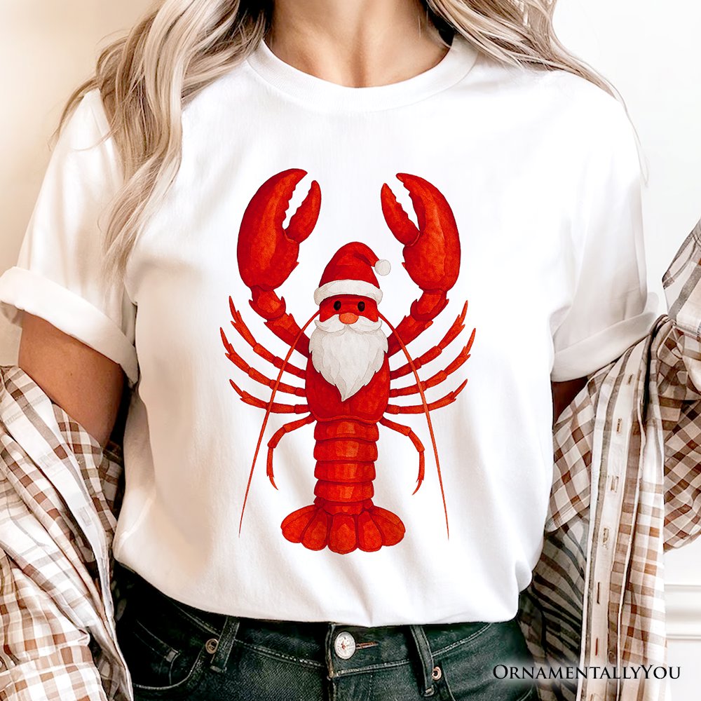 Santa Claws Lobster T-Shirt, Funny Pun Coastal Christmas Holiday Tee T-Shirts OrnamentallyYou 