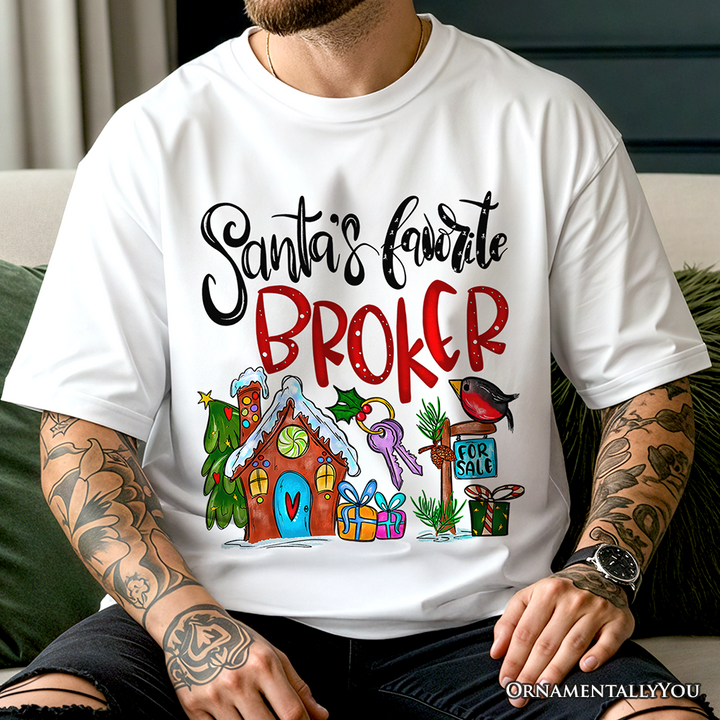 Santa's Favorite Broker T-Shirt, Festive Holiday Christmas Tee