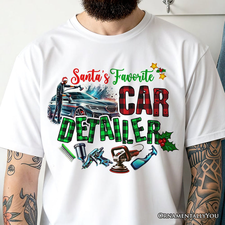 Santa’s Favorite Car Detailer T-Shirt, Christmas Auto Detailing Tee T-Shirts OrnamentallyYou 