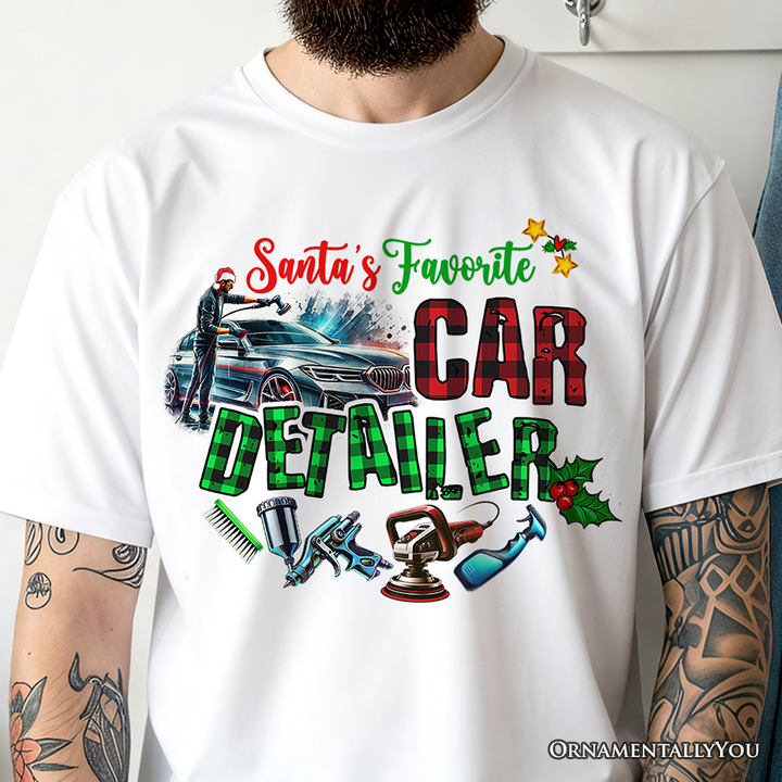 Santa’s Favorite Car Detailer T-Shirt, Christmas Auto Detailing Tee