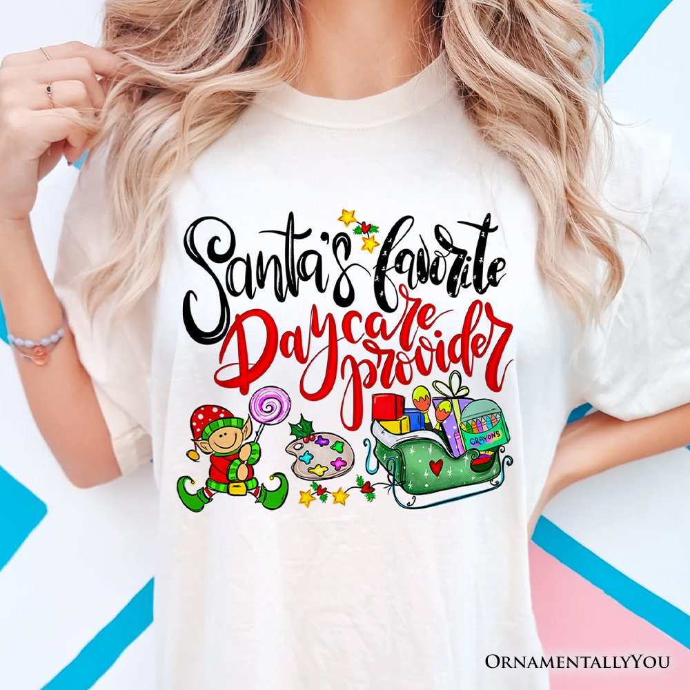 Santa's Favorite Daycare Provider T-Shirt, Merry Christmas Children Tee T-Shirts OrnamentallyYou 