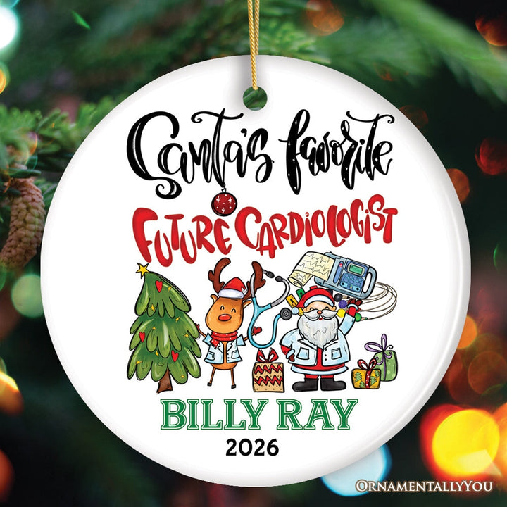 Santa’s Favorite Future Cardiologist Christmas Ornament, Medical Student Custom Keepsake Gift Ceramic Ornament OrnamentallyYou Circle 