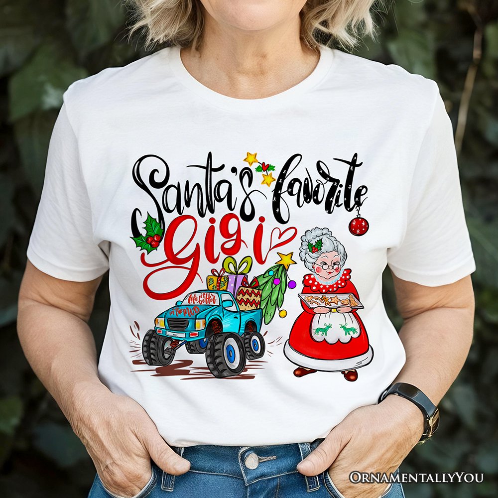 Santa’s Favorite Gigi T-Shirt, Cozy Christmas Tee for Grandma T-Shirts OrnamentallyYou 