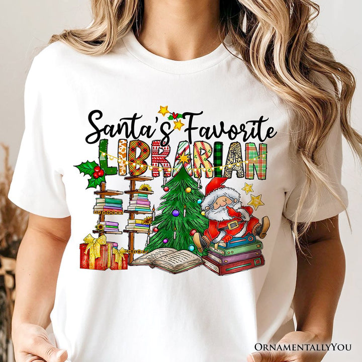 Santa’s Favorite Librarian T-Shirt, Merry Christmas Tee T-Shirts OrnamentallyYou 