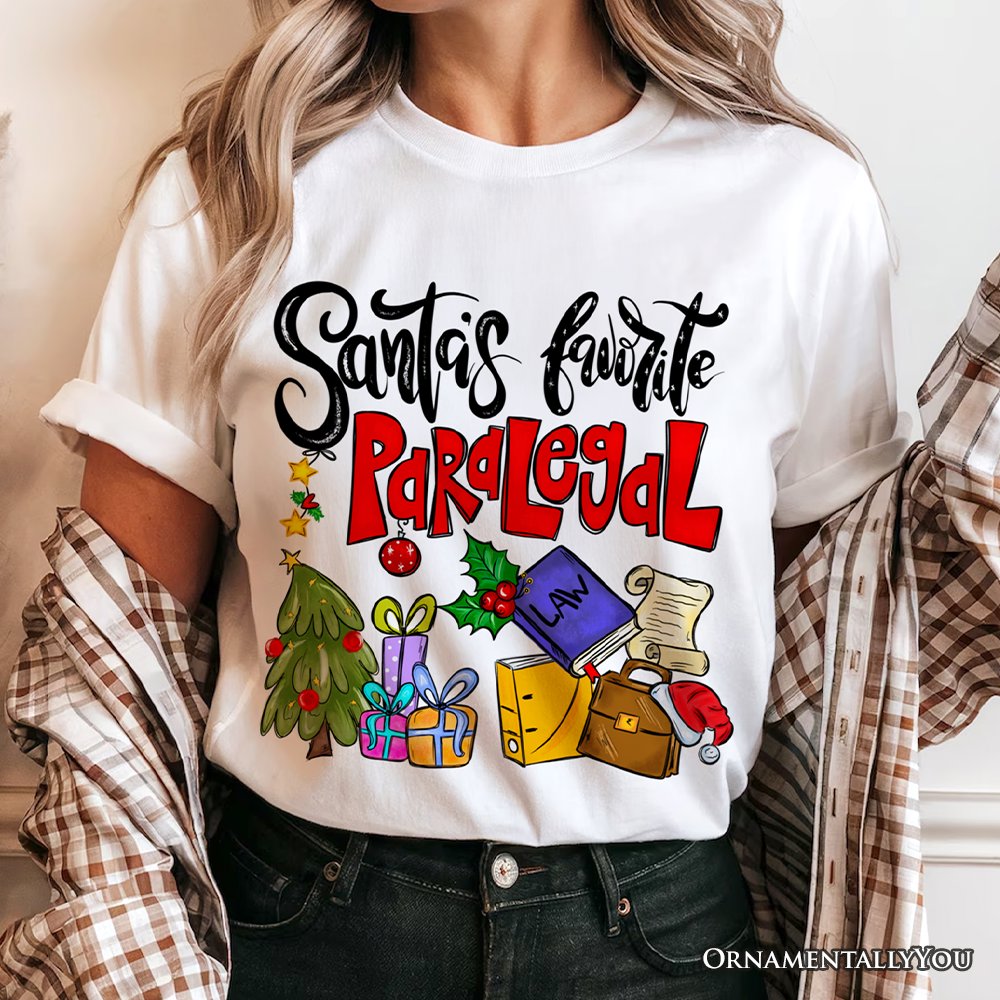 Santa's Favorite Paralegal T-Shirt, Merry Christmas Legal Briefs Tee T-Shirts OrnamentallyYou 