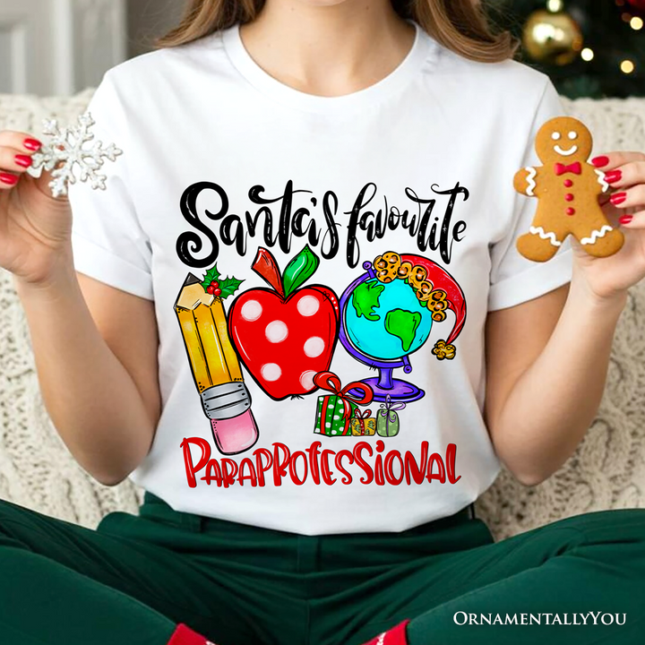 Santa's Favorite Paraprofessional T-Shirt, Merry Christmas Classroom Helper Tee