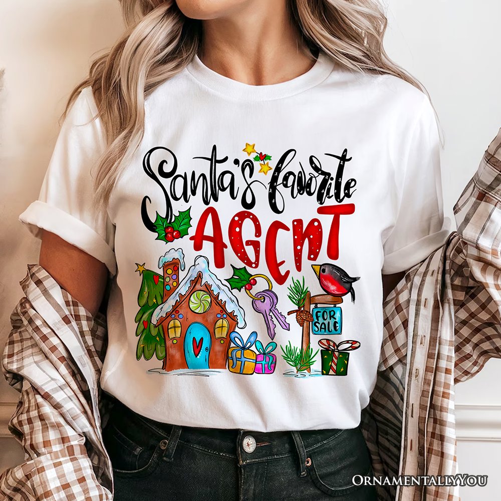 Santa’s Favorite Real Estate Agent T-Shirt, Festive Holiday Christmas Tee T-Shirts OrnamentallyYou 