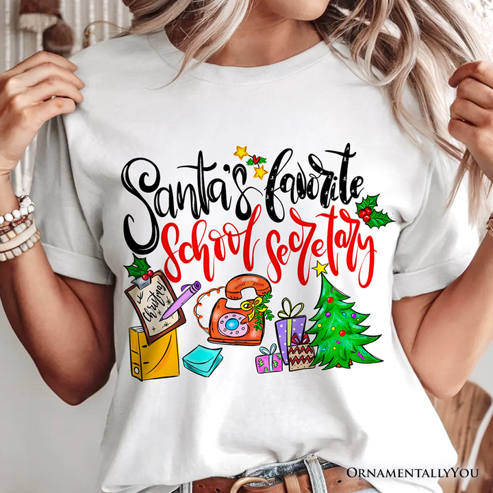 Santa’s Favorite School Secretary T-Shirt, Merry Christmas Office Tee
