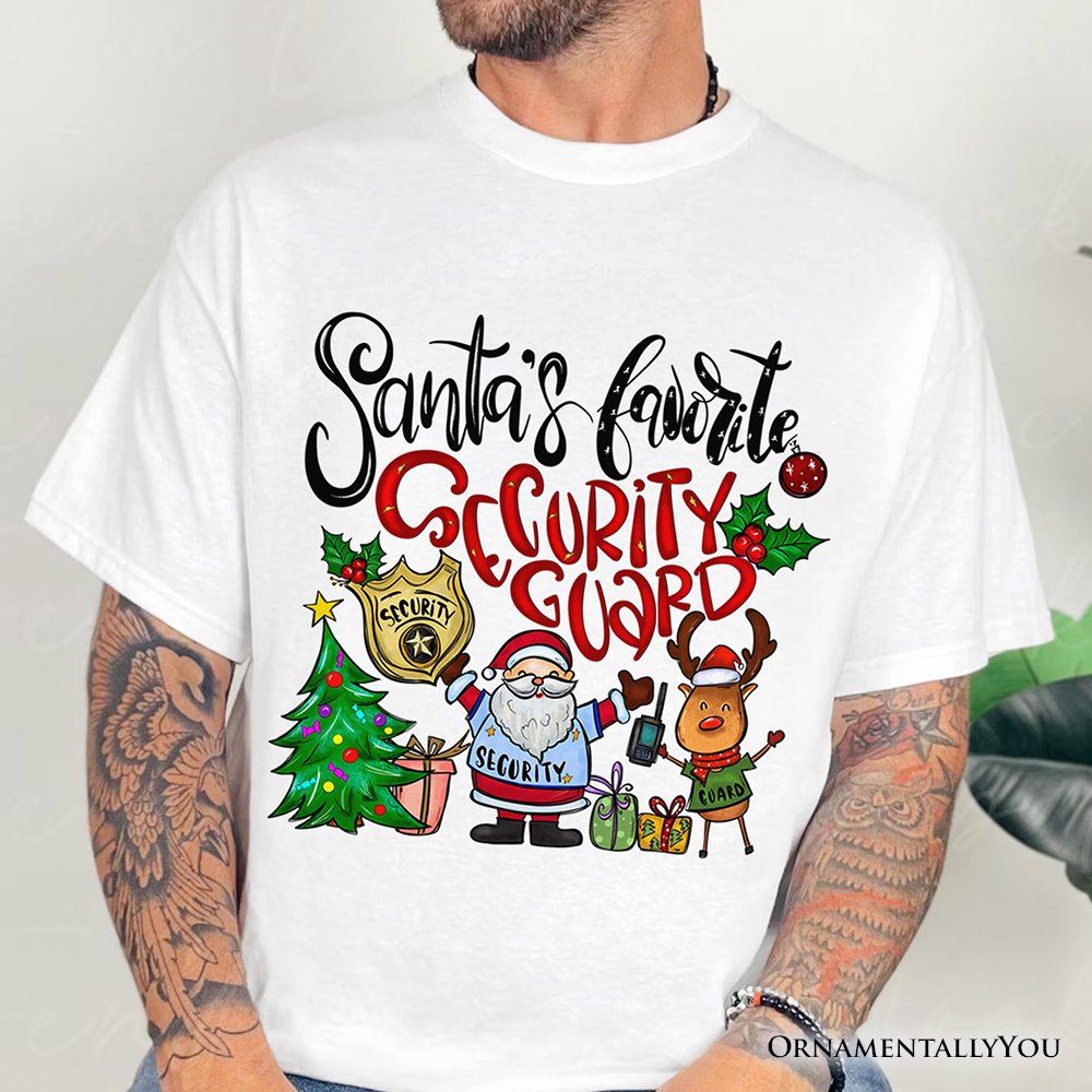 Santa’s Favorite Security Guard T-Shirt, Merry Christmas Safety Patrol Tee T-Shirts OrnamentallyYou 