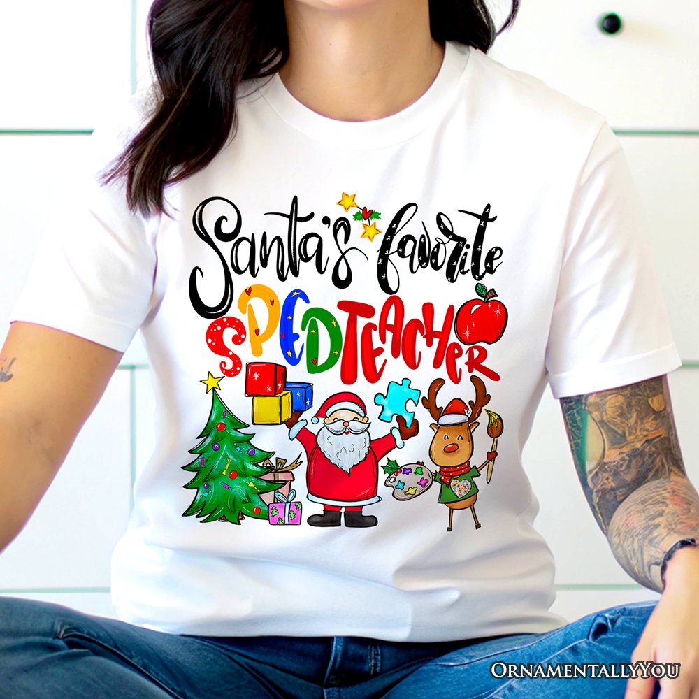 Santa’s Favorite Special Education Teacher T-Shirt, Merry Holiday Classroom Tee T-Shirts OrnamentallyYou 