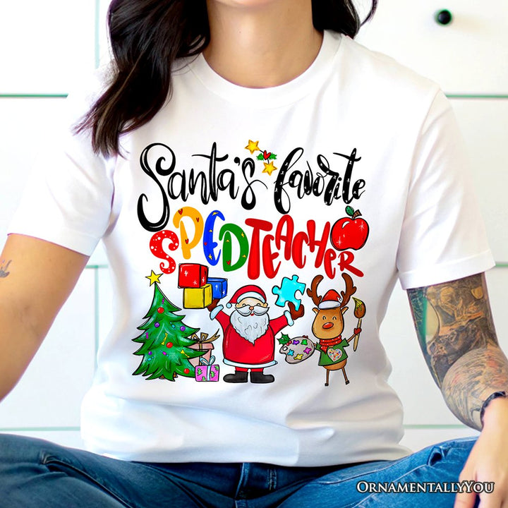 Santa’s Favorite Special Education Teacher T-Shirt, Merry Holiday Classroom Tee T-Shirts OrnamentallyYou 