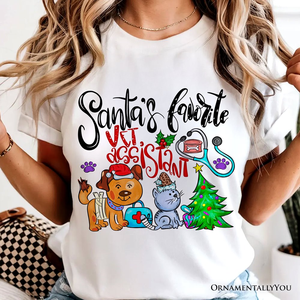 Santa’s Favorite Vet Assistant T-Shirt, Merry Christmas Pet Care Tee T-Shirts OrnamentallyYou 
