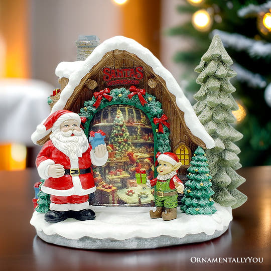 (Pre-Order) Santa's Workshop Delight Figurine, 10" Christmas Station with Elves Resin Statues OrnamentallyYou 