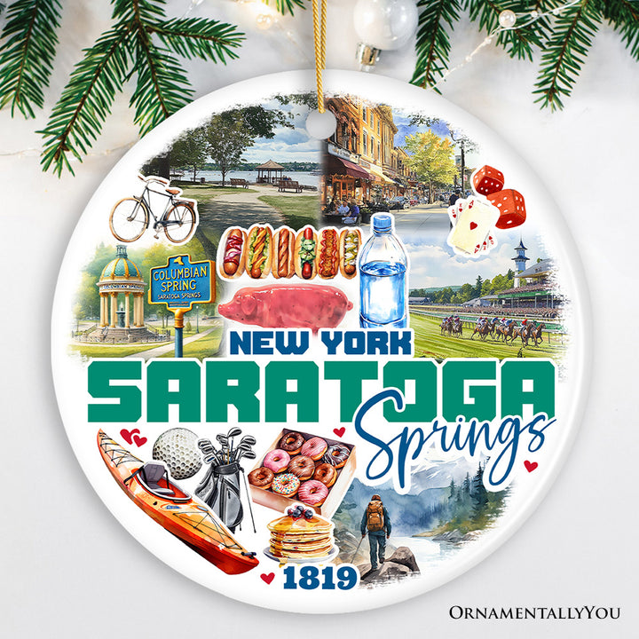 Saratoga Springs Christmas Ornament, New York Spa City and Health Resort Souvenir