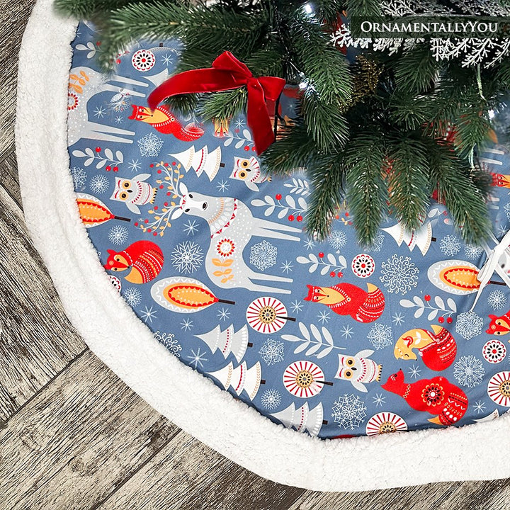 Scandinavian Forest Animal Pattern Tree Skirt Tree Skirt Nantong Prince Home Fashion Co., Ltd. 48 Inches 