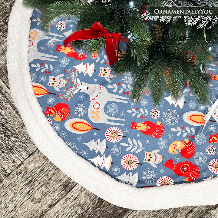 Scandinavian Forest Animal Pattern Tree Skirt