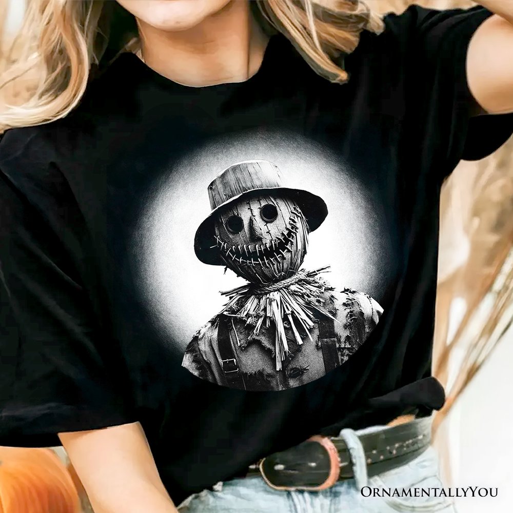 Scarecrow Spooky Portrait T-Shirt, Horror Villain Theme Halloween Tee T-Shirts OrnamentallyYou 