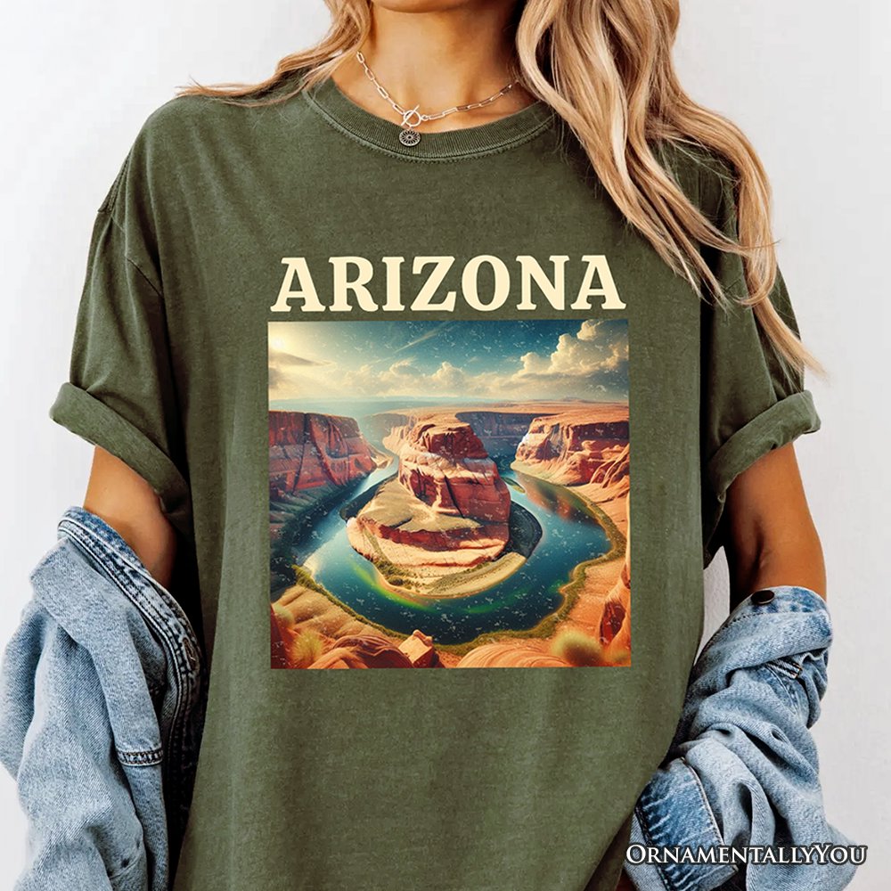 Scenic Arizona State Desert Canyon Vintage T-Shirt, Horseshoe Bend Tee and Southwest Nature Souvenir T-Shirts OrnamentallyYou 