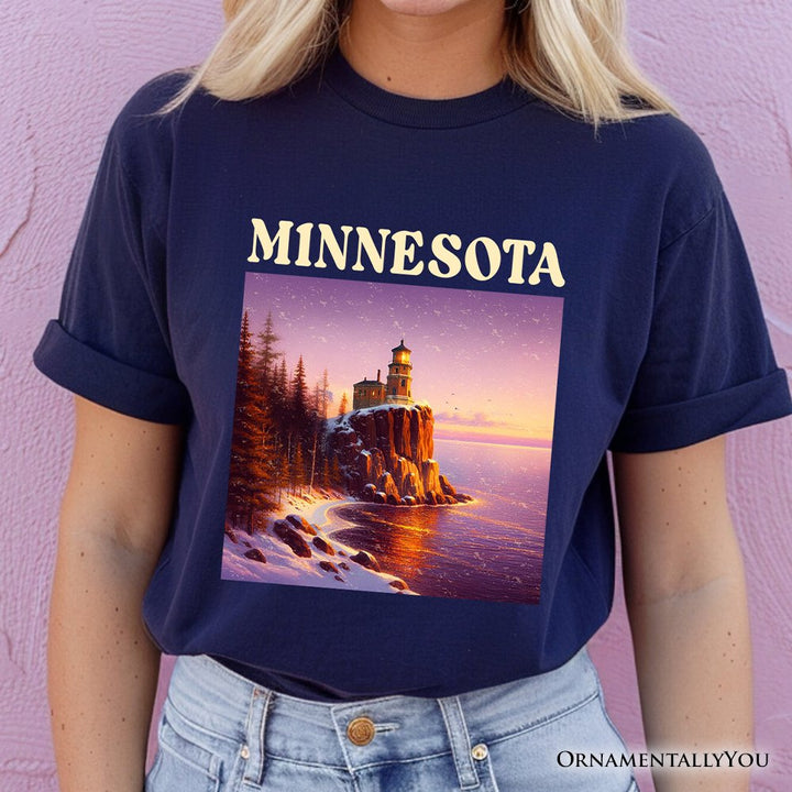 Scenic Minnesota State Split Rock Lighthouse T-Shirt, Lake Superior Landmark Tee and Travel Souvenir T-Shirts OrnamentallyYou 