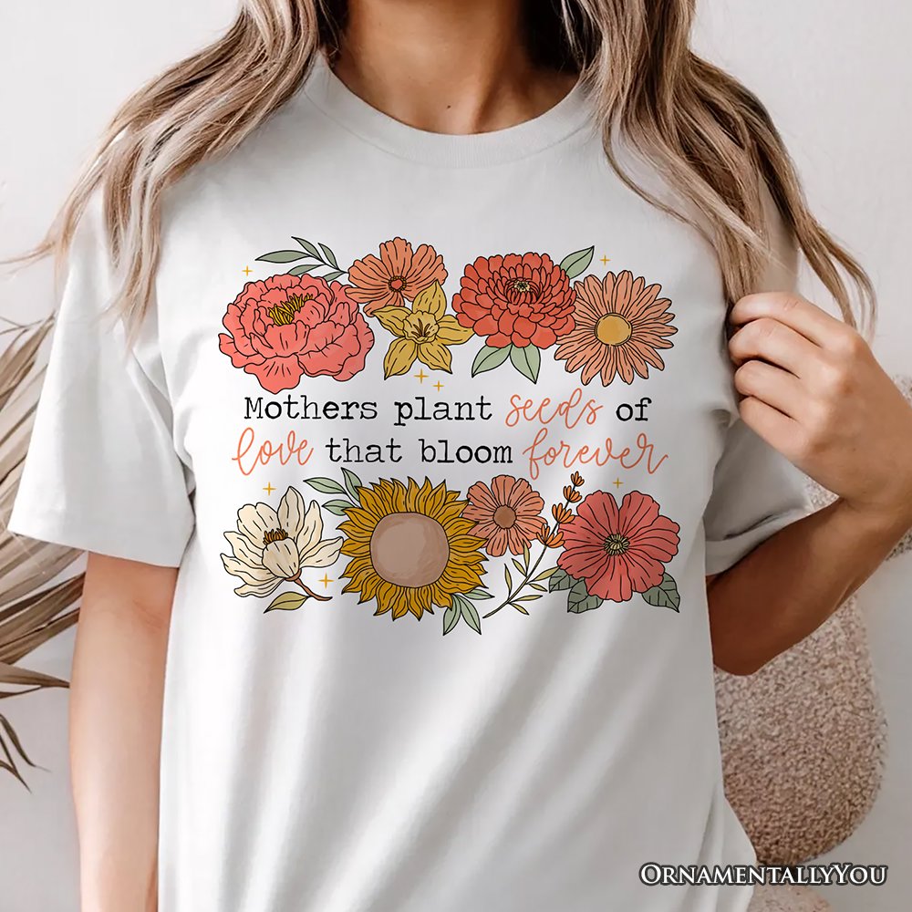 Seeds of Love Mama Floral T-Shirt, White, Natural and Black Retro Tee for Sentimental Mothers T-Shirts OrnamentallyYou 