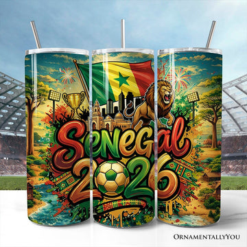 Senegal 2026 Soccer Cup Global Championship 20oz Tumbler With Lid and Stainless Steel Straw, Fans Football Gift Cup Tumbler OrnamentallyYou Non-Customized 