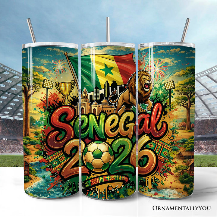 Senegal 2026 Soccer Cup Global Championship 20oz Tumbler With Lid and Stainless Steel Straw, Fans Football Gift Cup