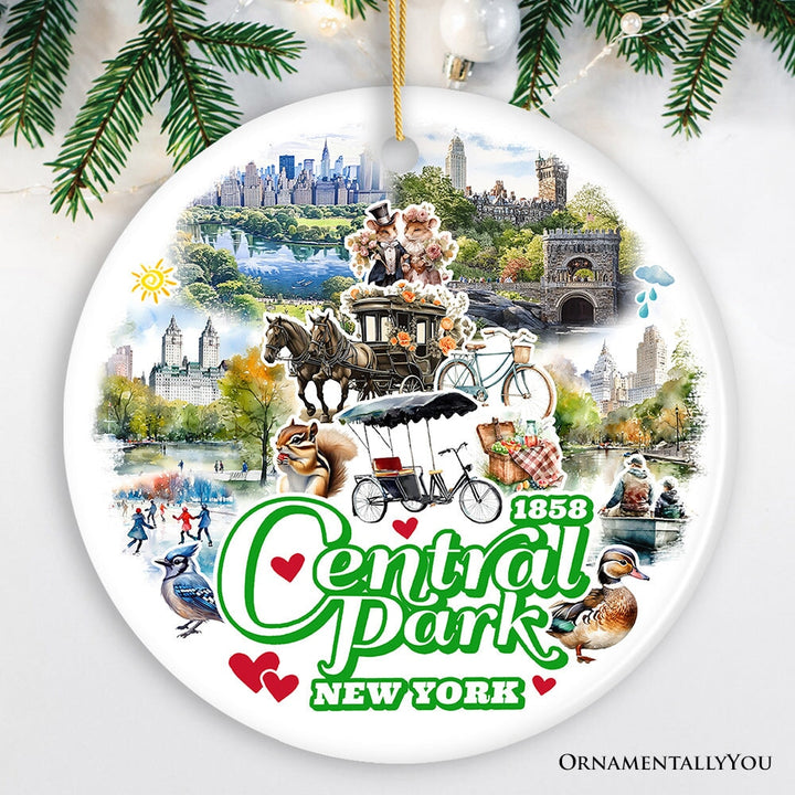 Serene Central Park New York Landmarks Ornament, American Urban Oasis Heritage Gift and Travel Souvenir Ceramic Ornament OrnamentallyYou Circle 