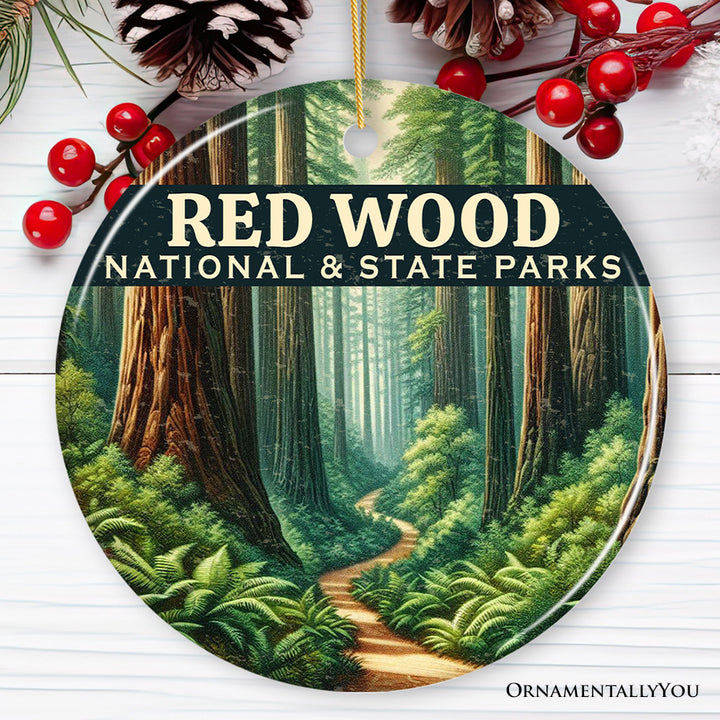 Serene Redwood National and State Parks Ornament, California Woodland View Christmas Gift and Outdoor Explorer Souvenir