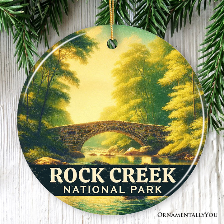 Serene Rock Creek National Park Ornament, Washington DC Stone Bridge Christmas Gift and Scenic Nature Escape Souvenir
