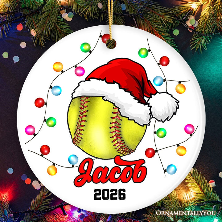 Softball Ornament Customized with Player and Team, Custom Keepsake Coaches Gift Ceramic Ornament OrnamentallyYou Circle 