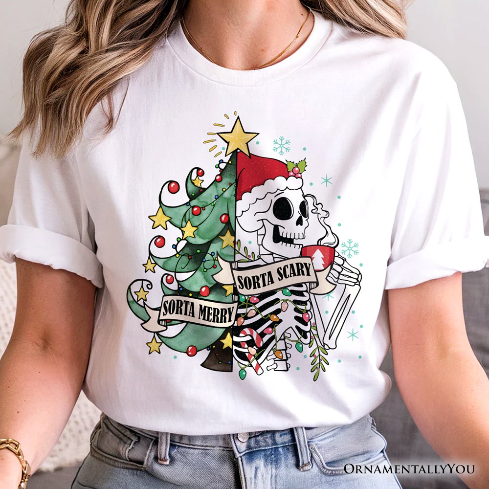Sorta Merry Christmas Skeleton, Sarcastic Holiday Tee T-Shirts OrnamentallyYou 