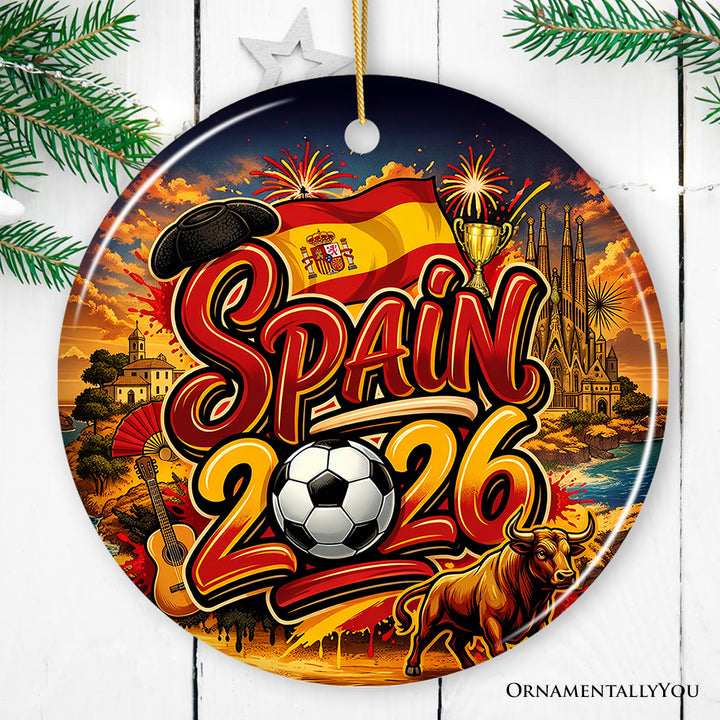 Spain 2026 Soccer Cup Global Championship Ornament, Fans Football Gift and Tree Decor