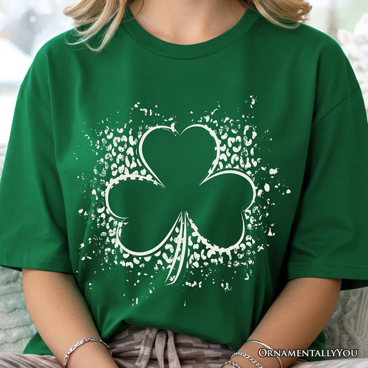 Splatter Shamrock Silhouette St Patrick’s Day T-Shirt, Retro Lucky Clover Tee T-Shirts OrnamentallyYou Evergreen XS 