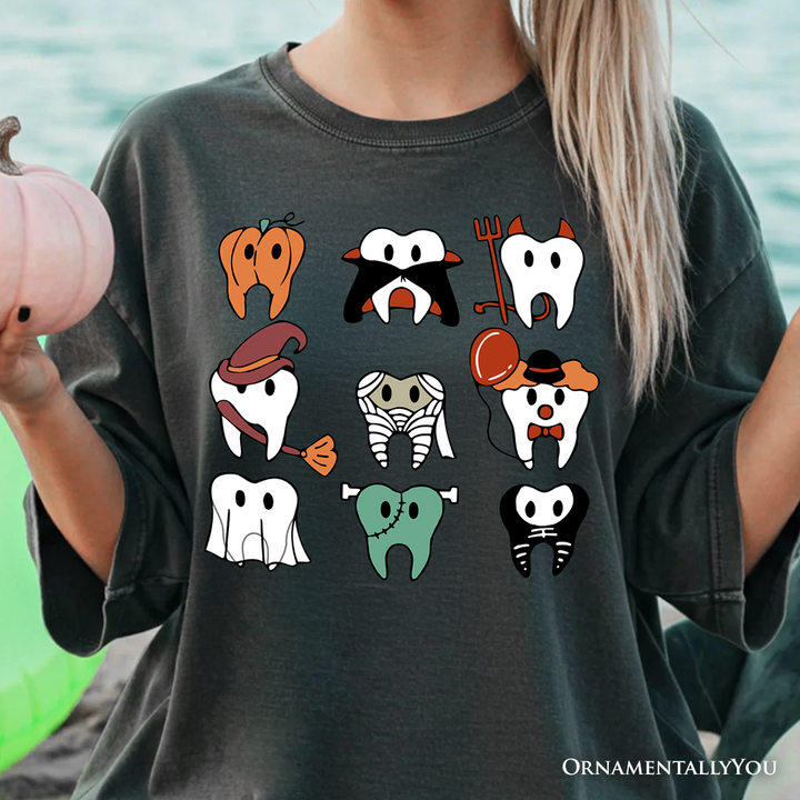Spooky Halloween Dentist T-Shirt, Teeth Monster Tee for Dental Crew