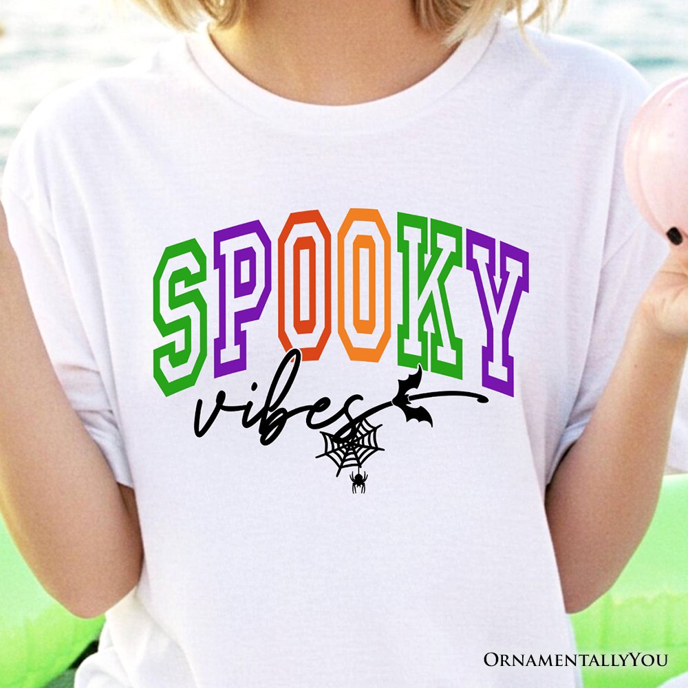 Spooky Vibes Sports Lettering T-Shirt, Colorful Halloween Tee T-Shirts OrnamentallyYou 