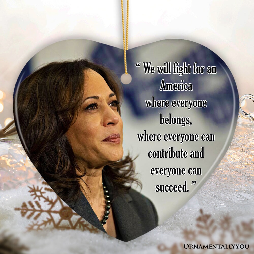 Strength in Diversity Kamala Harris Ornament, Heartfelt Message of Unity Gift and Decor Ceramic Ornament OrnamentallyYou Heart 