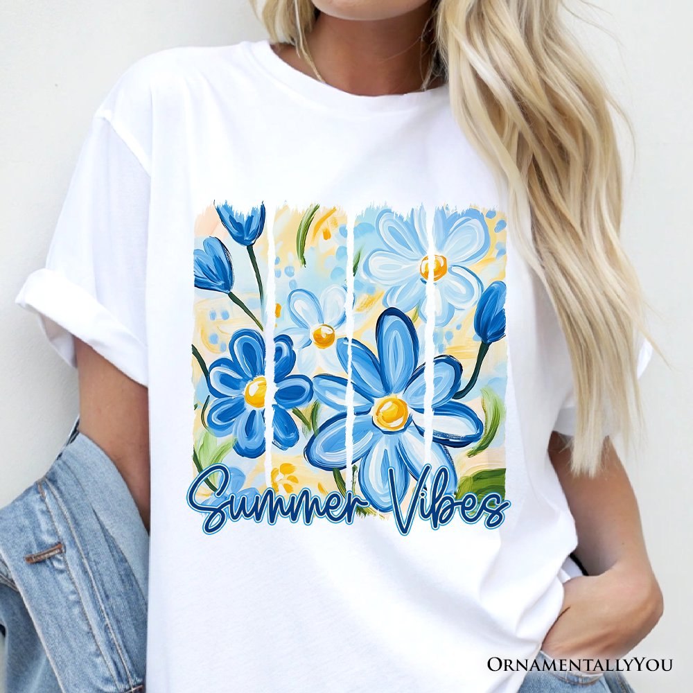 Summer Vibes Brushsroke Flowers T-Shirt, Aesthetic Tee T-Shirts OrnamentallyYou 