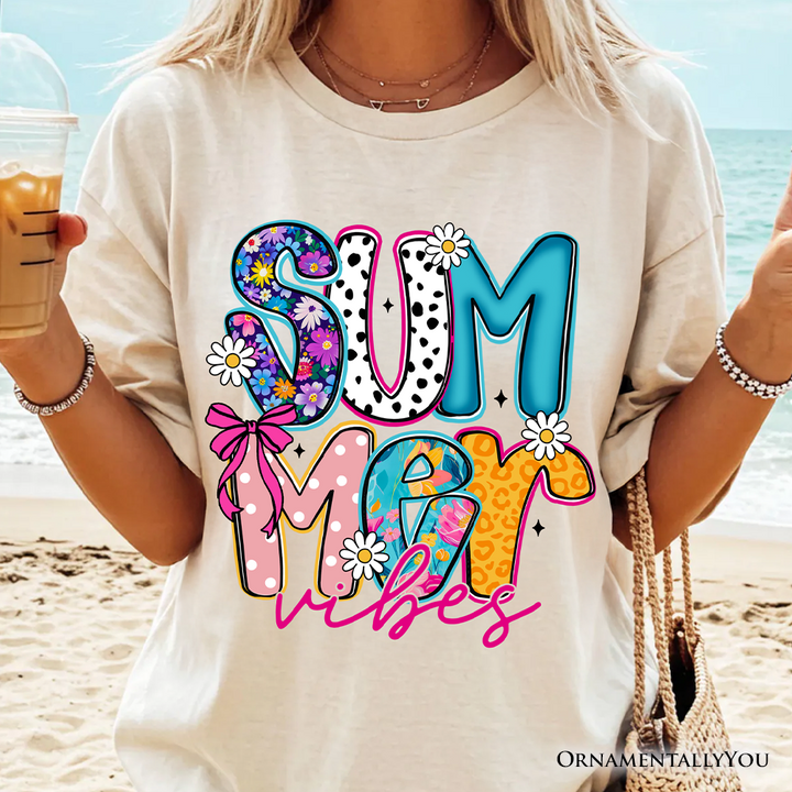 Summer Vibes Retro Floral T-Shirt, Coastal Beach Tee