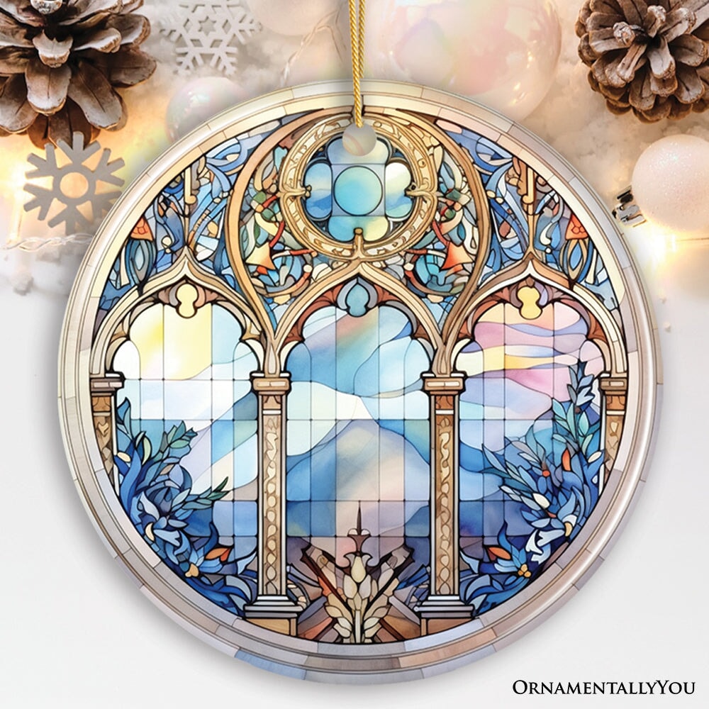 Suncatcher Window Stained Glass Style Ceramic Ornament, Christmas Gift and Decor Ceramic Ornament OrnamentallyYou Circle 