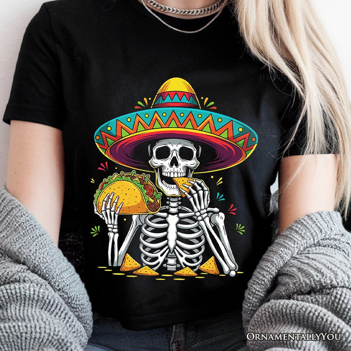 Taco Skeleton Cinco De Mayo T-Shirt, Funny Mexican Skull Sombrero Tee T-Shirts OrnamentallyYou 