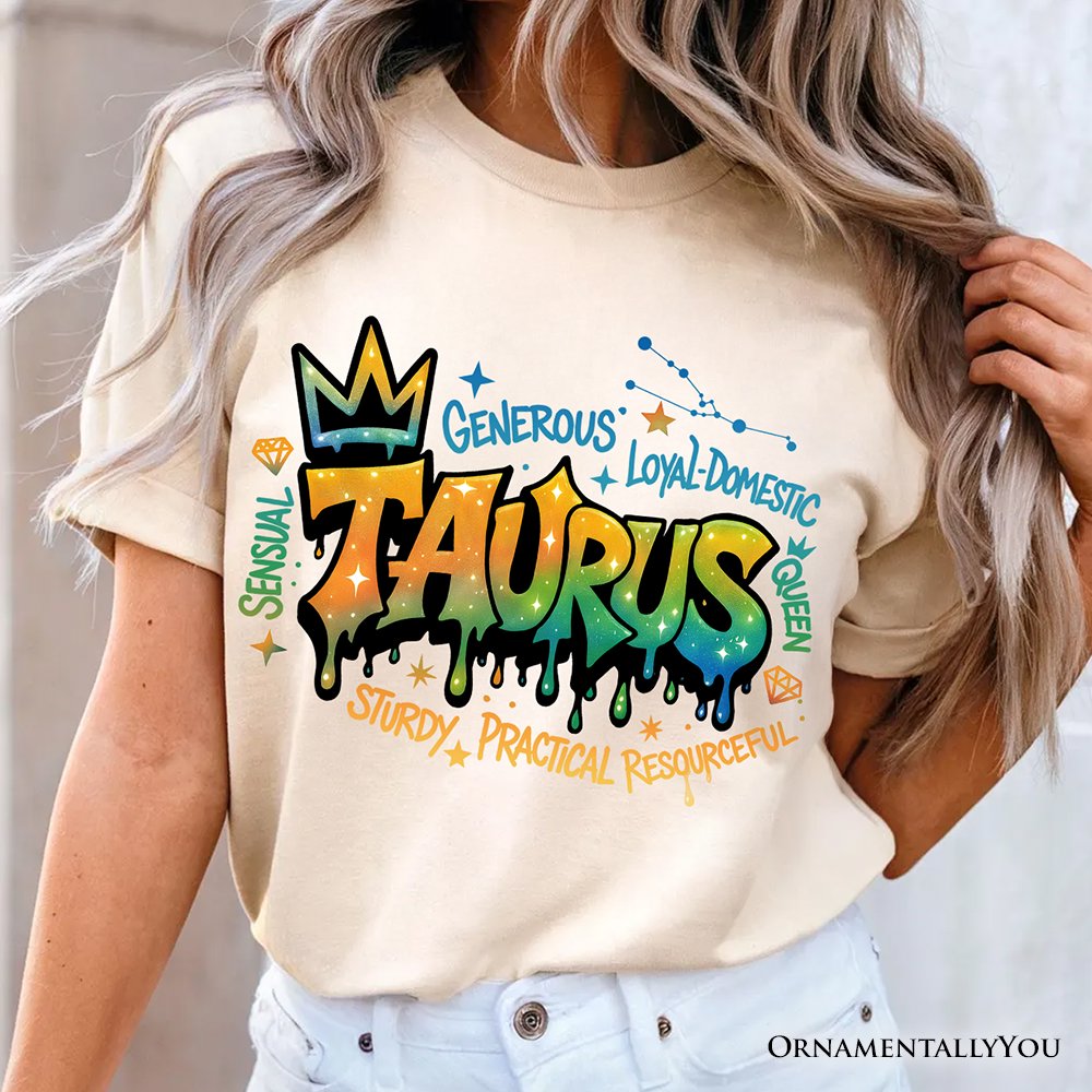 Taurus Graffiti Zodiac T-Shirt, Street Style Astrology Horoscope Tee T-Shirts OrnamentallyYou 