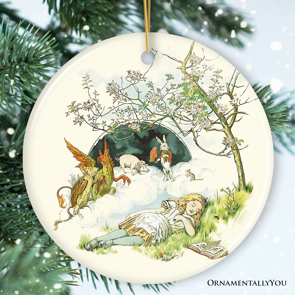 The Nursery Alice Ornament, Vintage Children's Story Art Christmas Decor Ceramic Ornament OrnamentallyYou Circle 